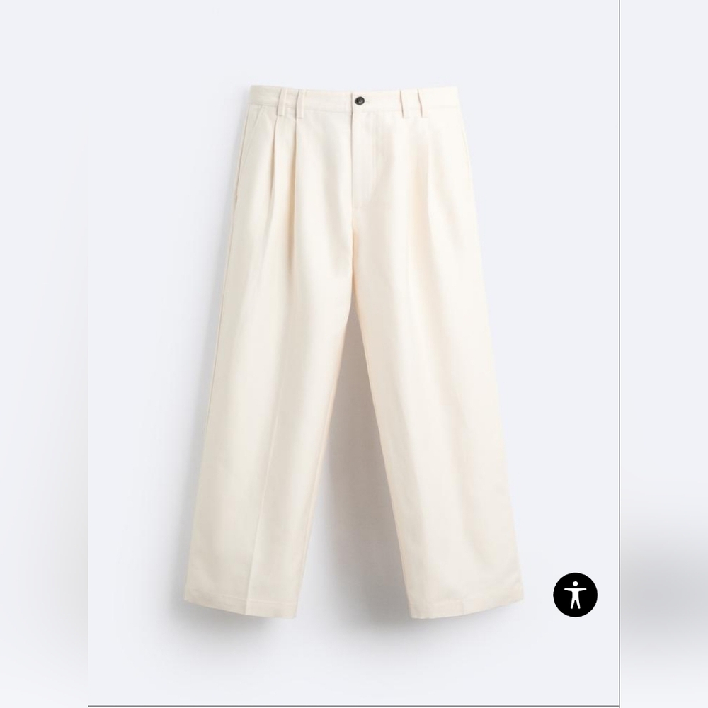 NWT Zara Linen- Cotton Wide leg Limited edition Cream Pants